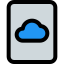 Cloud stored file with online content isolated on a white background icon