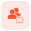 Group of employees living in a common shed house icon