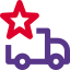 Favorite starred lorry location with cargo shipping logistics icon