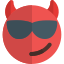Cool evil with horns wearing sunshade emoticon icon