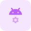 Internal Android operating system settings with cogwheel logotype icon