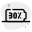 Thirty percent phone battery charging level layout icon