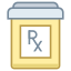 Frasco de comprimidos com prescrição médica icon