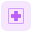 Family care hospital with plus logotype layout icon