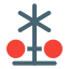 Rail road sign with light signaling operation icon