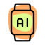 Artificial intelligence Technology under smartwatch isolated on a white background icon