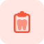 Dental check list clipboard isolated on a white background icon