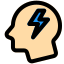 Brainstorm with new ideas and flash thunderbolt layout icon