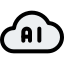 Artificial intelligence Technology over the cloud network isolated on a white background icon