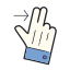 Mit zwei Fingern nach rechts wischen icon