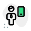 Businessman using web messenger on a smartphone icon
