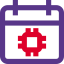 Manufacturing schedule of microprocessor under factory calendar icon