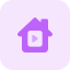 Video access on internet connected home isolated on a white background icon