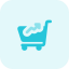 Market price hike with shopping cart logotype icon