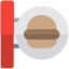 Restaurant with burger sign on the holding icon