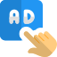 Pay per click on ads online on internet icon