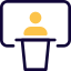 Top head management office delivering message or presentation icon