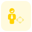 Businessman moving in all direction on company operation portal icon