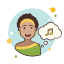 Short Curly Hair Girl Musical Notes icon