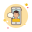 Mann im gelben Hemd Messaging icon