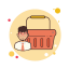 Homem laranja cesta de compras icon