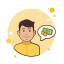 Hombre en camisa amarilla dinero icon