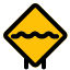 Rough road ahead with multiple bumps traffic board icon