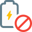 No power or battery banned indication logotype icon