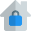Smart house Access denied with a locked feature isolated on a white background icon