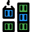 Stack container storage at shipping yard facility icon