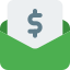 International money order payment in an envelope icon