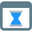 Landing page web browser template with hourglass timer logotype icon
