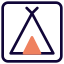 Camping tent and location for adventure during vacation time icon