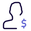 User earning a money in a dollar domination currency icon