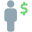 Salary transferred in dollar money tender layout icon