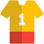 Soccer jersey for the sports player with number one icon