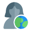 Global access of a profile reach isolated on a white background icon