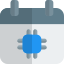 Manufacturing schedule of microprocessor under factory calendar icon