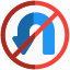 U-turn is not allowed traffic rules on a road icon