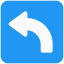 Turn left sign for traffic direction layout icon