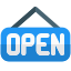 Mall opening hanging board isolated on a white background icon