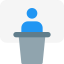 Top head management office delivering message or presentation icon