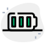 Battery level full charged logotype isolated on white background icon