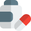 Pills bottle containing the softgel capsules isolated on a white background icon