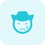 Crying cowboy with tears flowing down from face icon