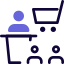 Sales and marketing with shopping cart logotype icon