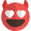 Heart eyes of devil with horns smiling face emoji icon