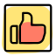 Thumbs up button on popular social media icon