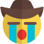 Cowboy with hat emoticon crying with flowing tears icon