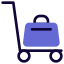Suitcases carried by trolley service in the hotel icon